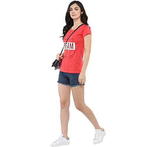 Image of Modeve Women Printed Cotton Blend Half Sleeve Round Neck T-Shirt for Summer