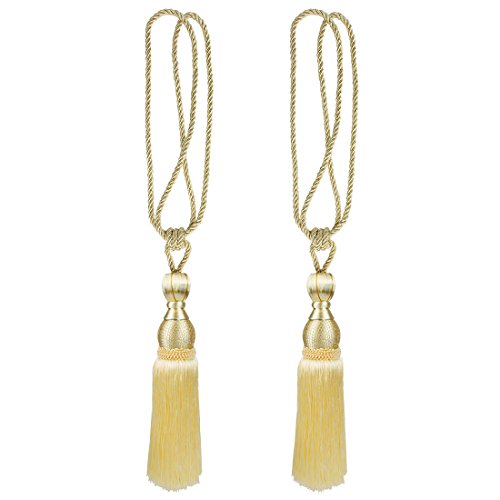 Andux 1 Pair Curtain tie Back Tassel Curtain Rope Tiebacks for Home Decoration CLGQ-02 (Beige)