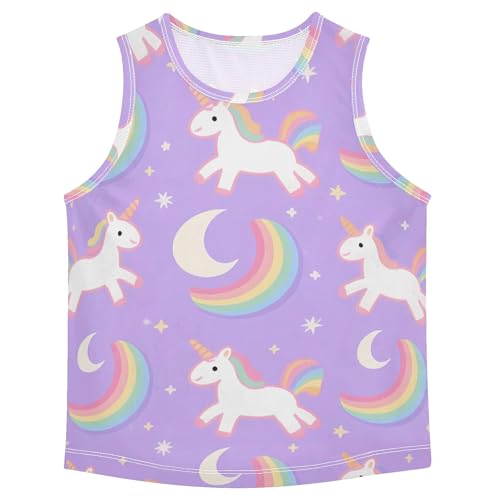 Boys' Tank Top Shirt Unicorn Purple Pattern Sleeveless T-Shirts