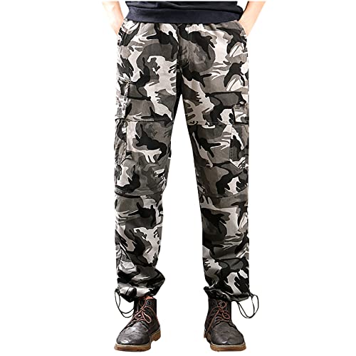 Mens Cargo Pants Baggy Camo Military Fatigue Pant Camouflage Hunting Combat Work Casual Pants with Multi Pocket