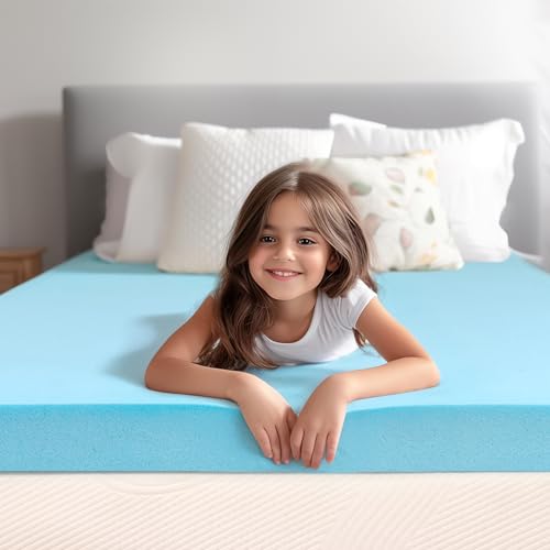 Image of Subrtex Memory Foam Mattress Topper, 2 Inch California King Gel-Infused Memory Foam Topper, Gel-Infused Memory Foam Topper for Side Stomach Sleepers, CertiPUR-US Certified