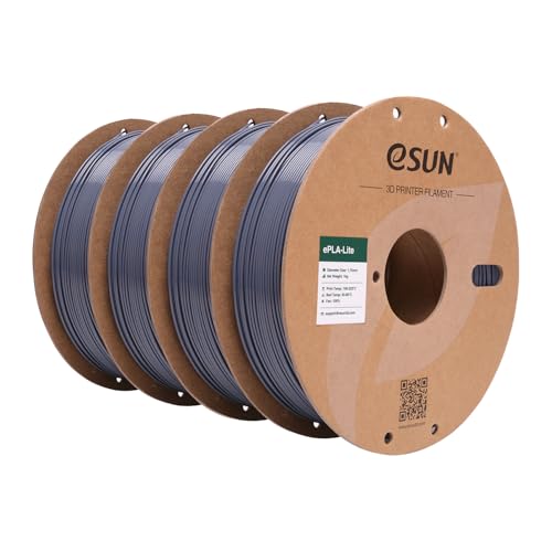 Image of eSUN PLA Filament 1.75mm, High Toughness 3D Printer Filament Upgraded PLA Filament, Dimensional Accuracy + /- 0.03mm, 1KG per Spool, 4 Spools 3D Printing Filament for 3D Printers, Grey