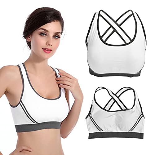 B18JPsF Soutien-Gorge à Dos croisé à Soutien Moyen pour Femmes(L-blanc3) Cover