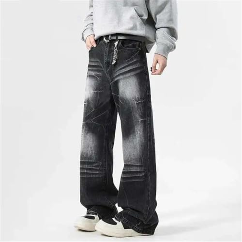 Men's Denim Pants Washing High Street Loose Straight Bottom Straight Jeans2