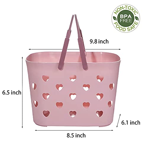 Anyoifax Portable Shower Caddy Tote Plastic Storage Basket With Handle Box Organizer Bin For Bathroom, Pantry, Kitchen, College Dorm, Garage - Pink #TOP3
