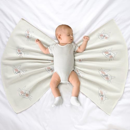 Image of Hadetoto Baby Blankets for Boys and Girls | Newborn, Knitted Cotton, Swaddle Blankets, Neutral Crochet Receiving Blanket, 40 x 30 inches