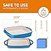 Bruntmor 2-in-1 Square Dutch Oven Casserole Dish with Lid, Dual Handles and Grill Pan for Baking, Braising and Grilling - Durable All-in-One Enameled Cast Iron Cookware Set for Kitchen, Whale Blue