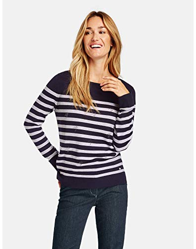 Gerry Weber Maglione a Maniche Corte, Blu/Grigio a...