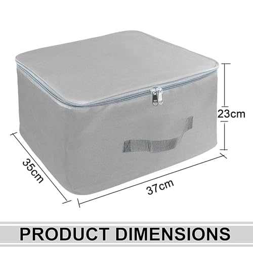 Image of Storite 6 Pack Nylon Wardrobe Bag Underbed Cloth Storage Organizer | Moisture ProofStorage box for Clothes Saree Bags with Zippered Closure & Handle (Grey, 37x35x23 cm) Square
