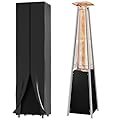 DWVO Outdoor Pyramid Patio Heater, Portable Propane or Gas Heater Torch with Quartz Flame Tube 42,000–48,000 BTU, Waterproof Cover, and Auto Shut-Off for Backyard, Garden, Terrace, Bar, Black