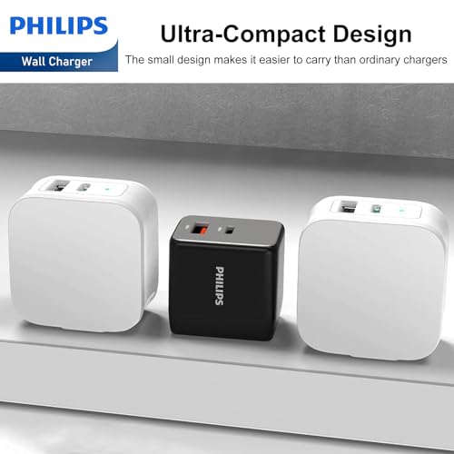 Philips USB A + USB C Wall Charger Adapter Plug 20W Dual Port Fast Charging |Safety | SAA Approved| Australia Standard| Compatible with iPhone 17/16/15/14/13/Pro/Pro Max| iPad (Black, 20W GaN Charger) - Image 5