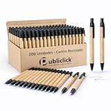 Publiclick Confezione da 200 penne ecologiche in cartone riciclato – inchiostro blu | Ideale per aziende, eventi, promozioni e scuole, cartone riciclato/accessori per canne grano