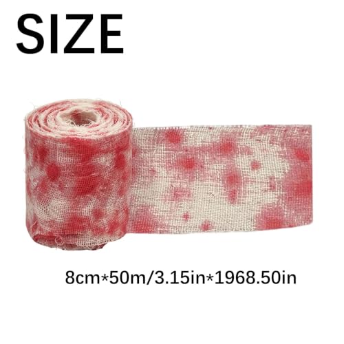 1 rollo de 55 yardas de gasa sangrienta para Halloween, vendaje espeluznante para decoración miniatura 4
