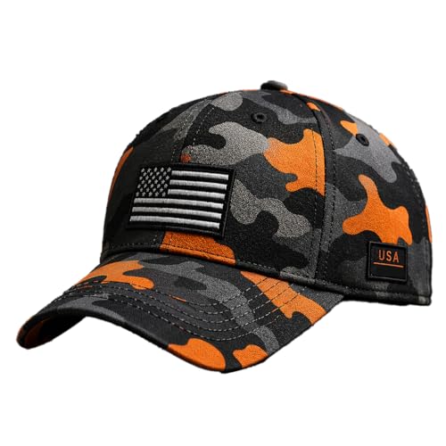 Mens US 250th Anniversary 1776-2026 Casual Vintage Independence Day 4th of July Retro Graphic Hat USA Flag Orange Camo Baseball Cap Printed American Flag Tactical Trucker Hats