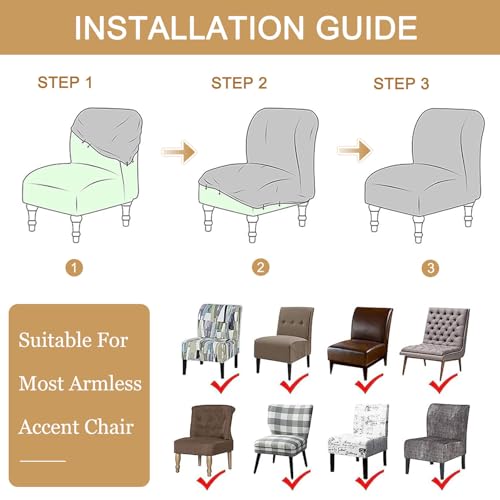 Funda elástica para silla sin brazos de terciopelo para cubrir manchas y proteger el asiento 7
