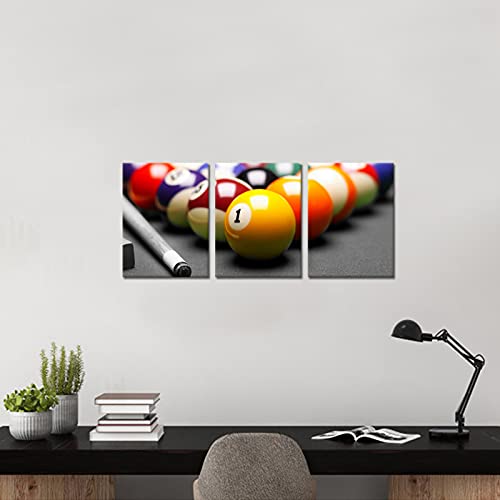 Apicoture Billiards Picture Canvas Wall Art Billiards Pool Hall Poster Pool Table Pictures Pool Room Wall Decor Ready to Hang 12"x16"x3 Pieces - Image 2