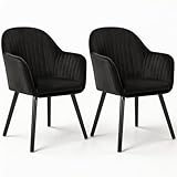 WOLTU Juego de 2 Sillas de Comedor y Cocina con Respaldo Mediano, Negro