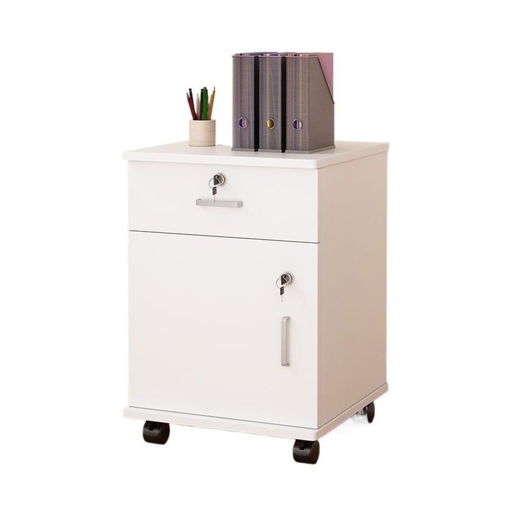 Aioneer File Cabinet Simple Locking Mobile Low Cabinet Office File Cabinet With Drawer File Organizer Filing Cabinet-White