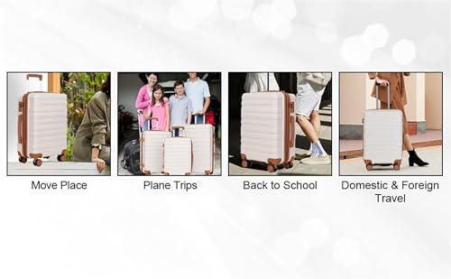 3-Piece Hardshell Luggage Set - Lightweight Carry-On & Checked Suitcases with 360° Wheels - Expandable Travel Bags in Blue & Beige4