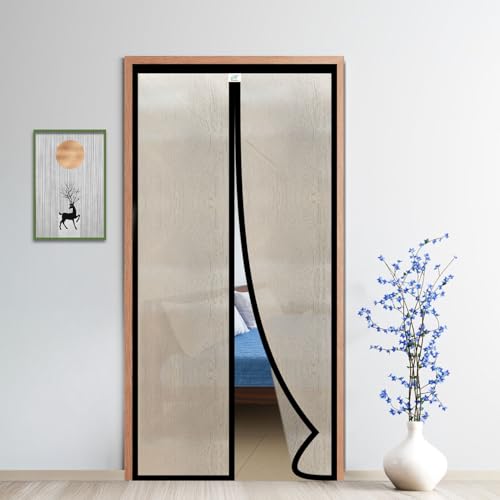 Image of TurtleGrip Magnetic AC Curtain for Door | SilvaGrain Thermal Wood Texture | Insulated Magnetic Door Screen for AC Rooms | Insect & Dust Protection | Energy Saving | Easy Self Installation| 210x110 cm