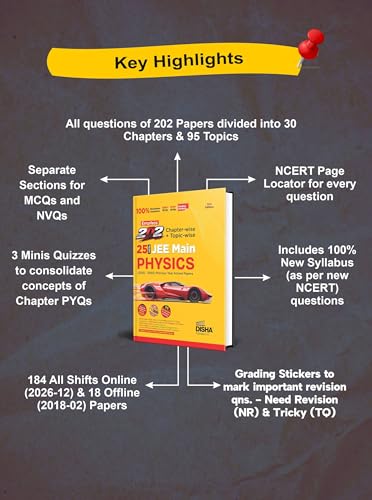 Image of Disha Errorless 202 Physics Chapter-wise & Topic-wise 25 Year JEE Main Previous Year Solved Papers (2026 - 2002) 10th Edn | 100% New Syllabus JEE MAINS PYQ Book with Detailed Solutions | For 2027 Exam