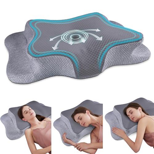 Cervical neck pillow with contour memory foam for pain relief