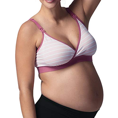 BRAVADO! DESIGNS Women's Comfy Cotton Maternity Bra and Nursing Bra, Peach Stripe, Medium BRAVADO! DESIGNS Women's Comfy Cotton Maternity Bra and Nursing Bra, Peach Stripe, Medium