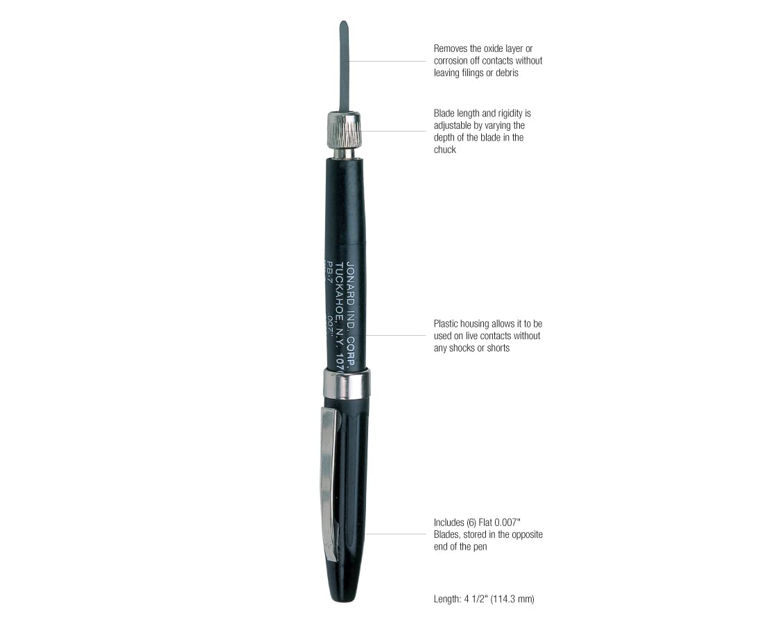 jonard Herramientas pb-7 burnishes de bolsillo con 6 cuchillas, diámetro de 3/8 "x 4 – 1/2" de longitud x 0,007 "de grosor