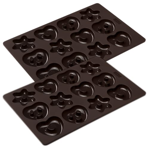 Lurch FlexiForm Mini Lebkuchen 2 Backformen für insgesamt 24 Mini-Lebkuchen Bretzeln, Herzen und Sterne Premium-Platin-Silikon 20 x 30 cm, Braun Lurch FlexiForm Mini Lebkuchen 2 Backformen für insgesamt 24 Mini-Lebkuchen Bretzeln, Herzen und Sterne Premium-Platin-Silikon 20 x 30 cm, Braun