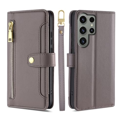 Étui portefeuille à bandoulière pour Samsung Galaxy S24 Plus gris