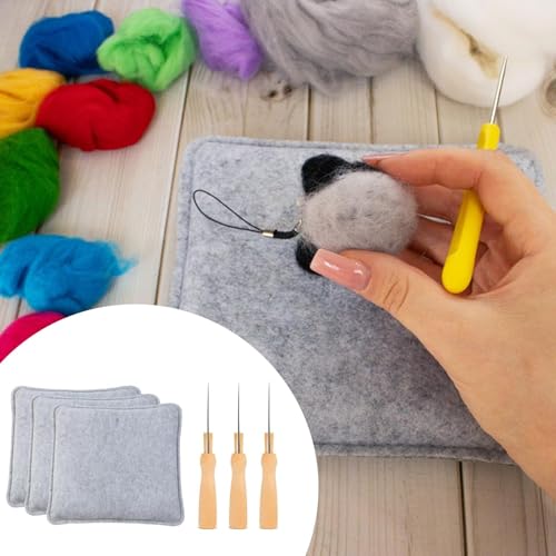 Nishiyuenyi 3Pcs Felting Pads with Professional Supplies, Wear Resistance, Accessories, Gift Premium Felting Mat Felt Tool