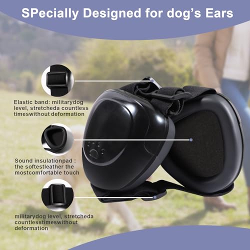 KOPBTBOY Dog Earmuffs, Dog Ear Muffs for Hearing Protection, Noise Cancelling Headset, Black - Image 2
