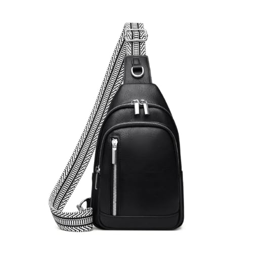 JENAGREEN Waterproof Sling Backpack Crossbody Sling Bag for Women Men, Multipurpose Travel Hiking Adjustable Chest Bag Casual Daypack Fanny Pack,Faux Leather