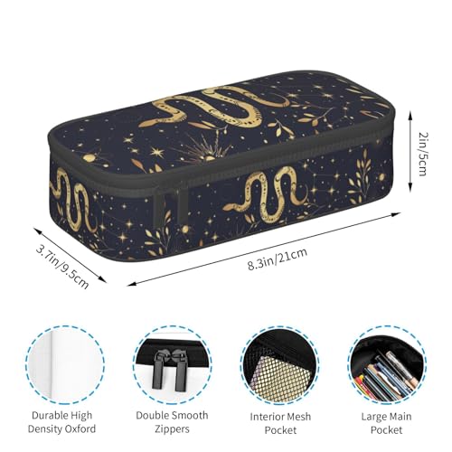 Image of Mystic Tarot Magic Herbs Snake Large Pencil Case, Pencil Pouch With Zipper Compartments Stationery Pencil Bag For Kids Teens Students School Supplies