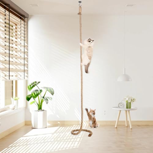 Cuerda para escalar gatos de yute natural 1.20" x 9.84 pies miniatura 1