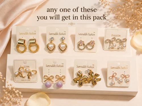 Image of Gift Hamper for Girls and Woman - Hair Accessories Combo with Handmade Satin Scrunchies, Handmade Pearl Bow Clip,Infinity Pendant, Claw Clip & Earrings | Birthday,Valentine's Day & Special Occasion Gift (Pack of 6)