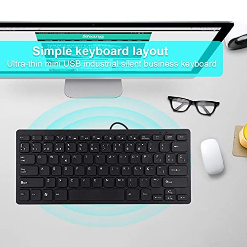 Demeras Ultra-Thin Wired Keyboard Portable Mini Spanish Keyboard Usb Interface 78 Sensitive Keys For Desktop Computer #TOP3