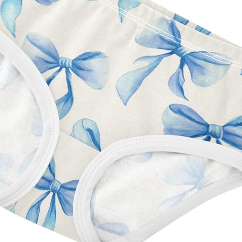 Wusikd Watercolor Blue Bows Girls' Underwear Cotton Girls Briefs Soft Toddler Underwear 2T4