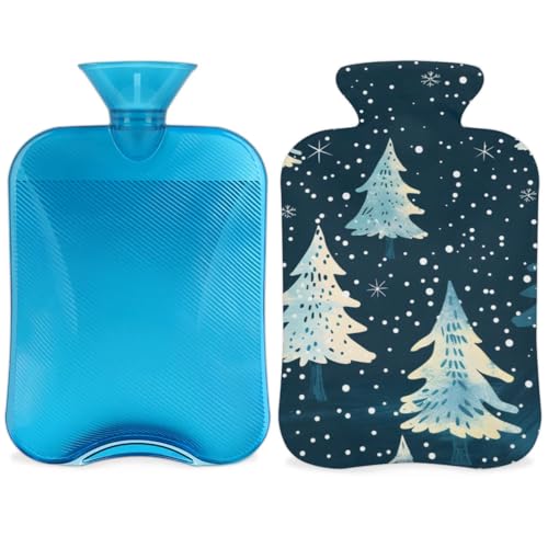 Hot Water Bottle with Soft Cover,2L Colorful Tree Hot Water Bag for Hot and Cold Compress, Hand Feet Warmer, Fantastic Tree Rubber Hot or Cold Water Bottle Halloween Christmas Decorations