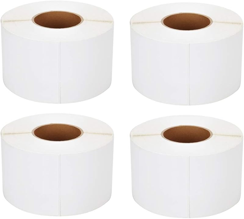 [4 Rolls, 4000 Labels] 4'' x 6'' Direct Thermal Labels, 3'' Core, Perforations Between Labels, Compatible with Zebra Printers