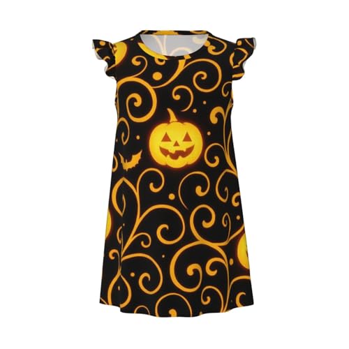 Augenstern Flutter Sleeve Nightgown Pajama Gown Halloween Pumpkin Easy Pull-On Sleepwear Nightdress