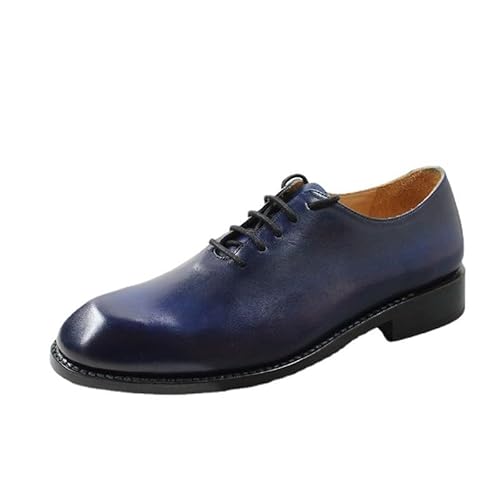 Men's Genuine Leather Business Brogue Handmade Formal Oxfords ShoesClassic Casual Lace Up Round Toe Lug Sole Dress Derby Shoes Work Office Business Height-Increasing Shoes(8)