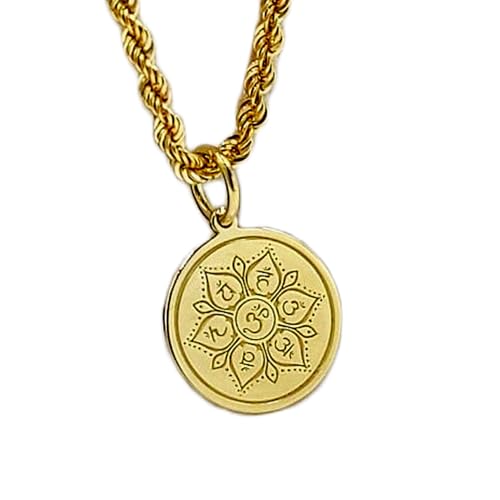 Collier 7 chakras argent 925 LKBEADS pendentif mandala fleur de vie 28mm