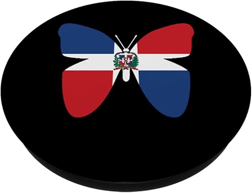 Miniatura 2 de PopSockets - Agarre y soporte para teléfonos y tabletas, diseño de bandera de República Dominicana, Negro