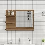 techpo mobili bagno specchio rovere marrone dimensioni 60x10.5x45 cm legno ingegnerizzato