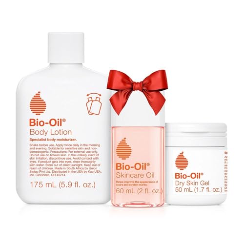 Bio-Oil Skincare Set for Scars, Stretch Marks, and Dry Skin, 3 Pc Travel Size Kit Includes Skin Care Oil (2 oz), Dry Skin Gel (1.7 oz), and Body Lotion (5.7 oz), Pregnancy and Maternity Stretch Marks