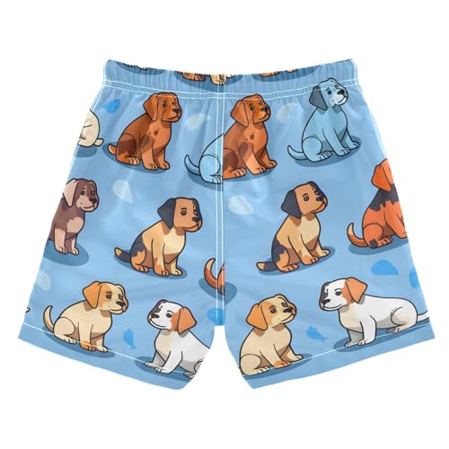 OREZI Boys Swim Trunk Shorts Different Dogs Blue Bathing Suit for Kids Teens2
