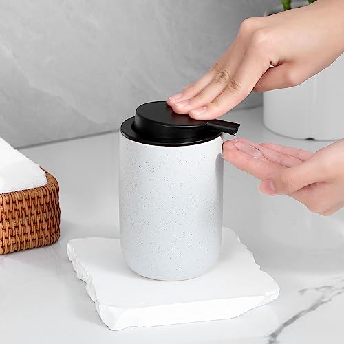 Image of Hand Soap Dispenser for Bathroom Decro, Ceramic Liquid Pump Bottles Refillable Dish Dispenser for Kitchen Farmhouse Colleage Dorm, Matte Blue