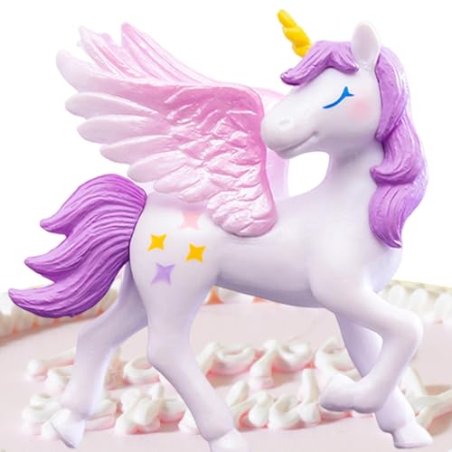 Figura Cake Topper - Adorno De Caballo Con Alas, Figuras De Unicornio En Miniatura | Unicornio Pegaso De Fantasía Creativa De Paisaje, Accesorios De Decoración Para Hornear Pasteles Para Fiestas En In