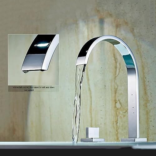 Robinet de lavabo à 3 trous sans éclaboussure cascade - 5